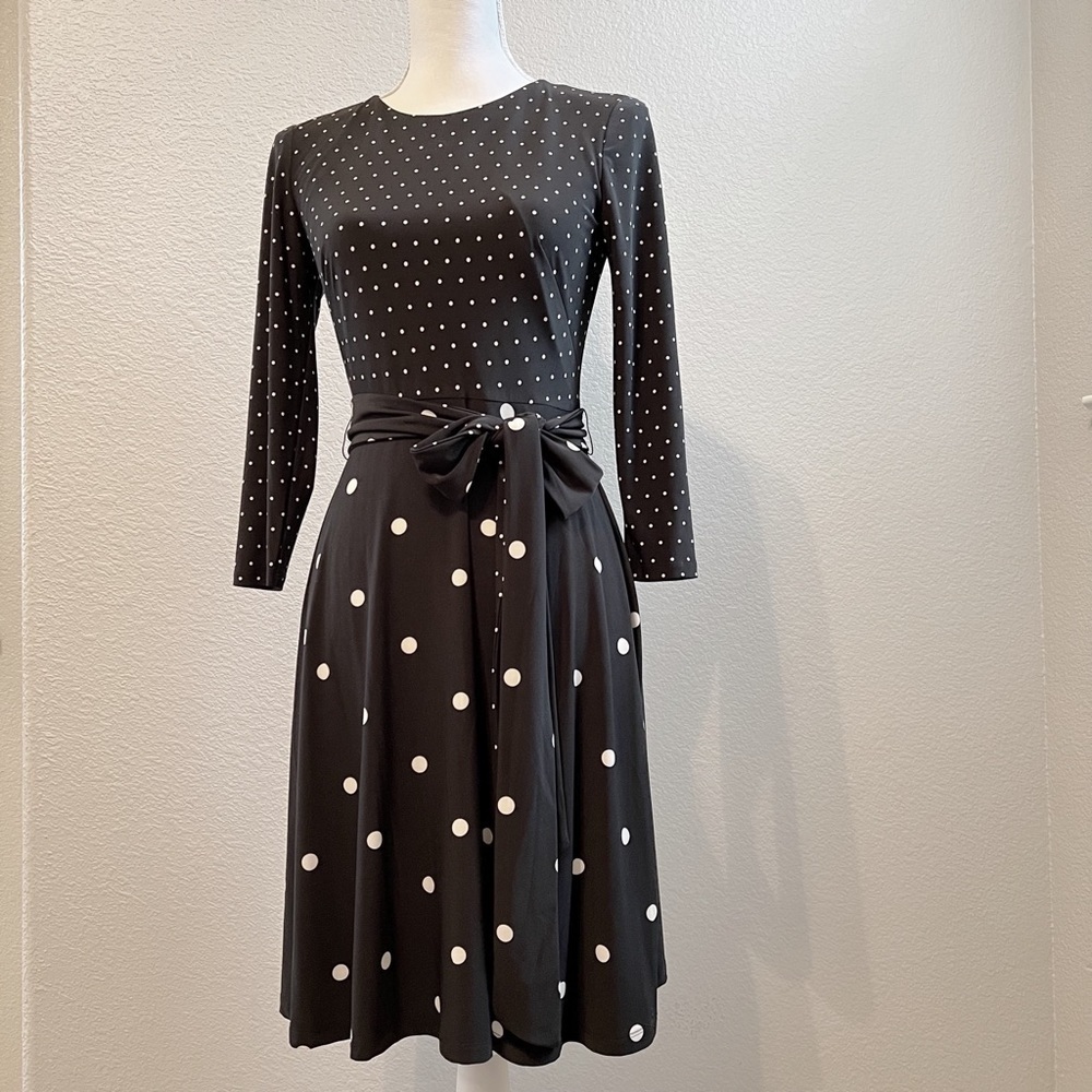 Ralph Lauren Polkadot fit and flare dress Size 6P - Picture 3 of 6